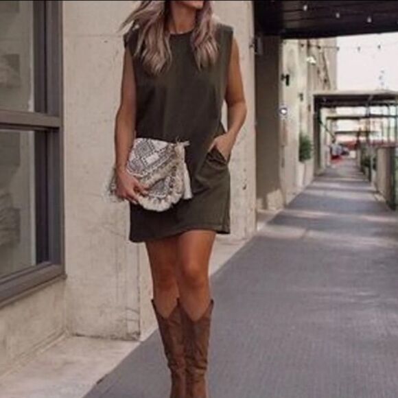 ET CLET Los Angeles Padded Shoulder Pocket Muscle Shirt Dress M - Picture 1 of 7